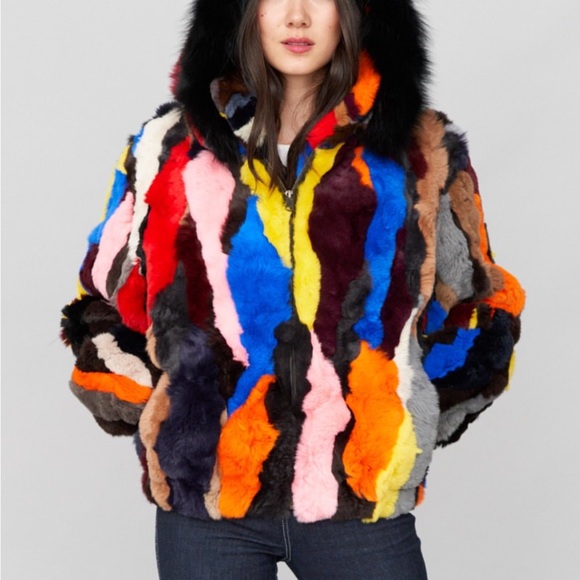 Multicolor Rabbit Fur Jacket - Picture 3 of 4